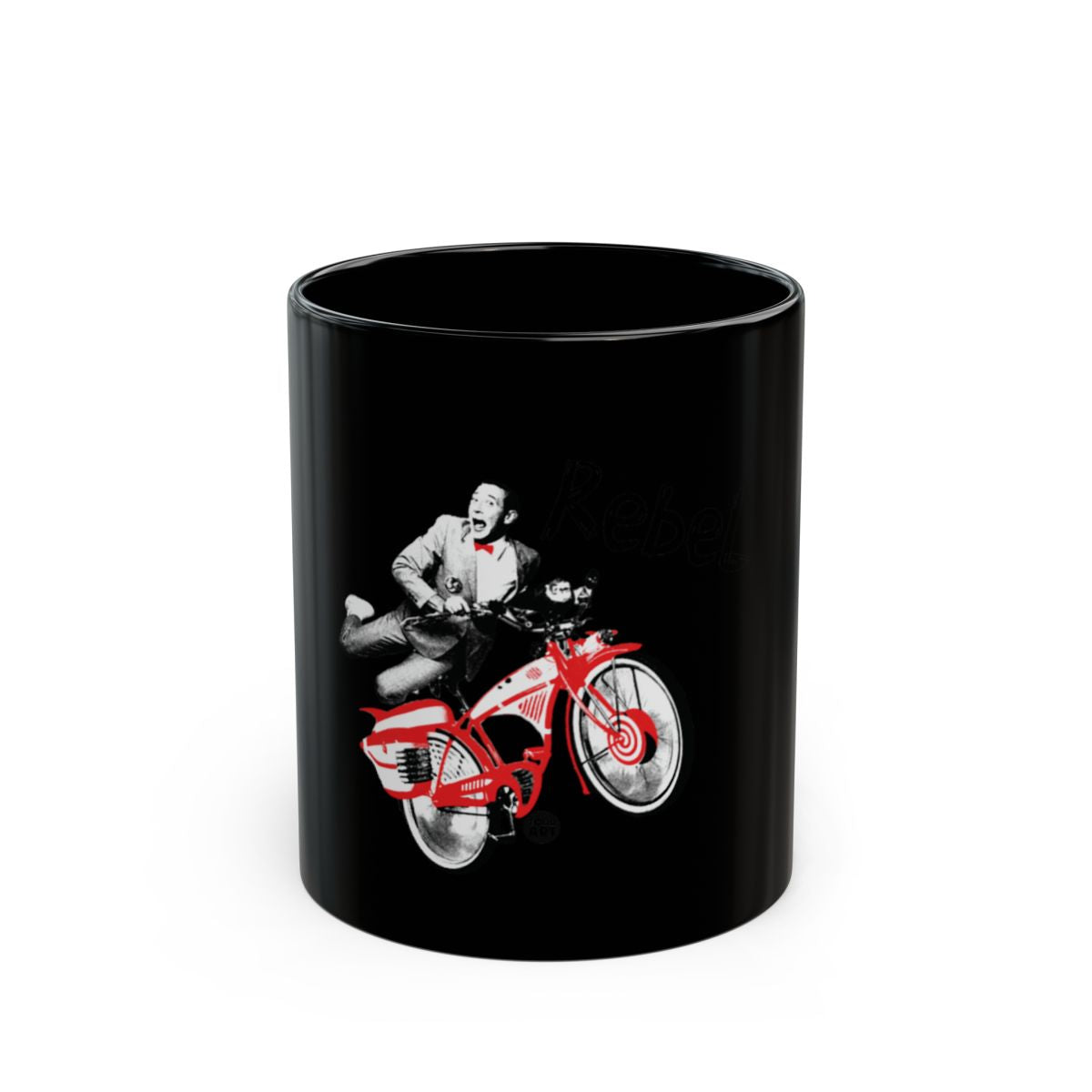 Black Mug Featuring Retro Styled Bicycle Artwork