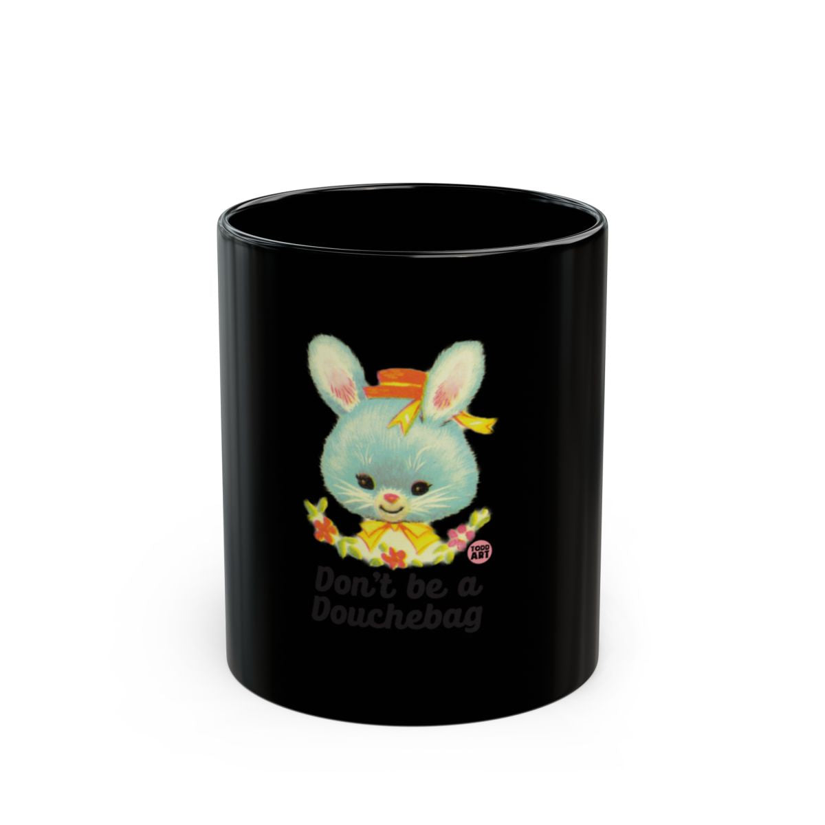Don't Be a Douchebag Bunny Themed Black Mug