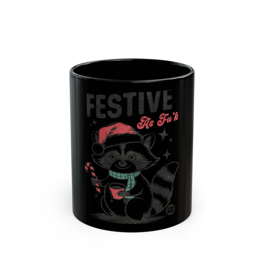 Festive As Fu*k Racoon with Candy Cane Mug