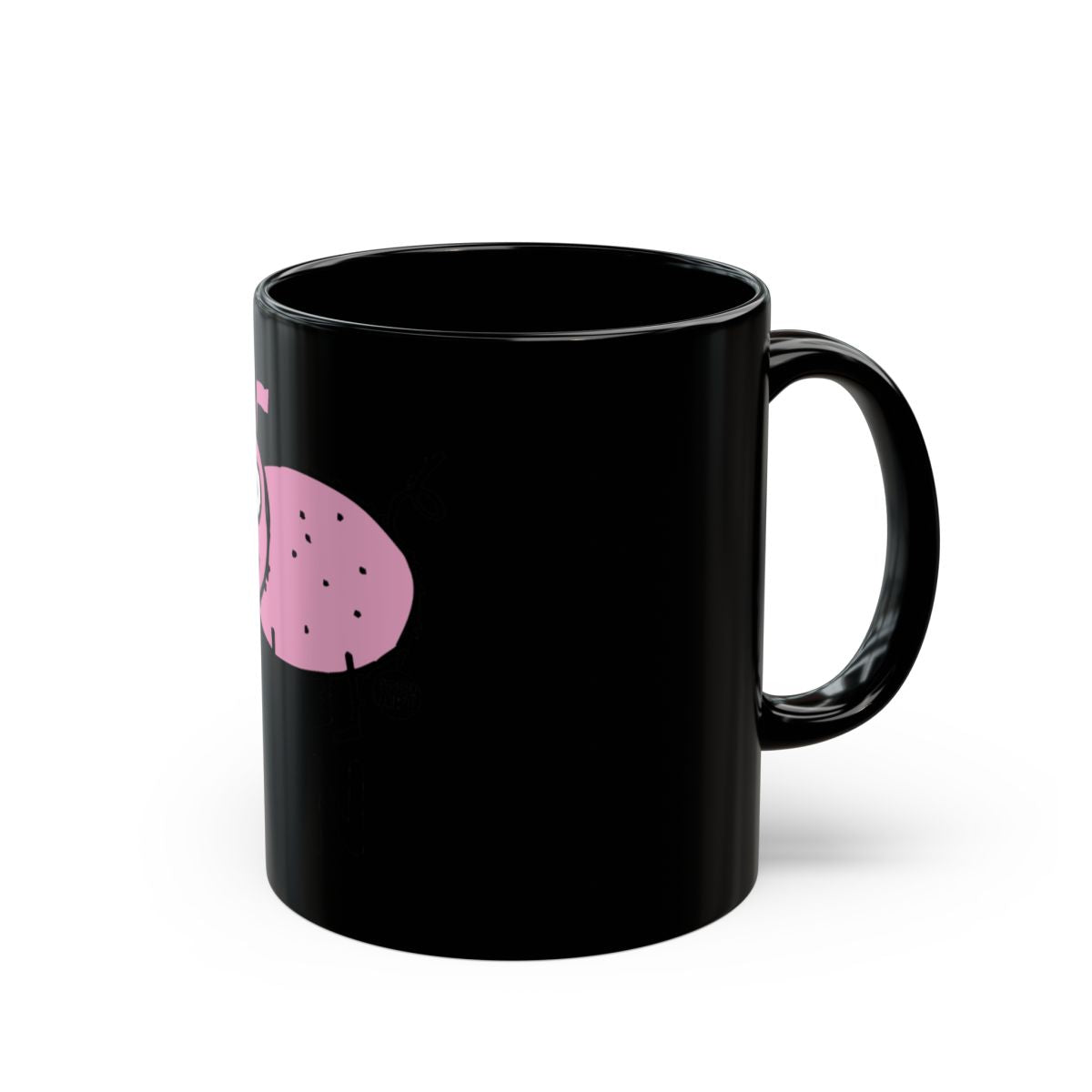 Black Mug with Pink Abstract Design for Coffee Lovers