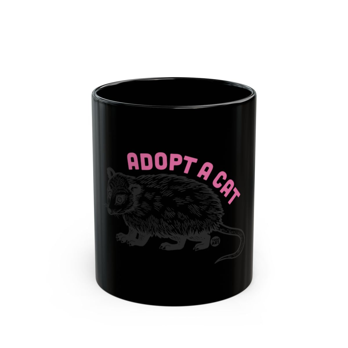 Adopt A Cat Black Mug with Adorable Design