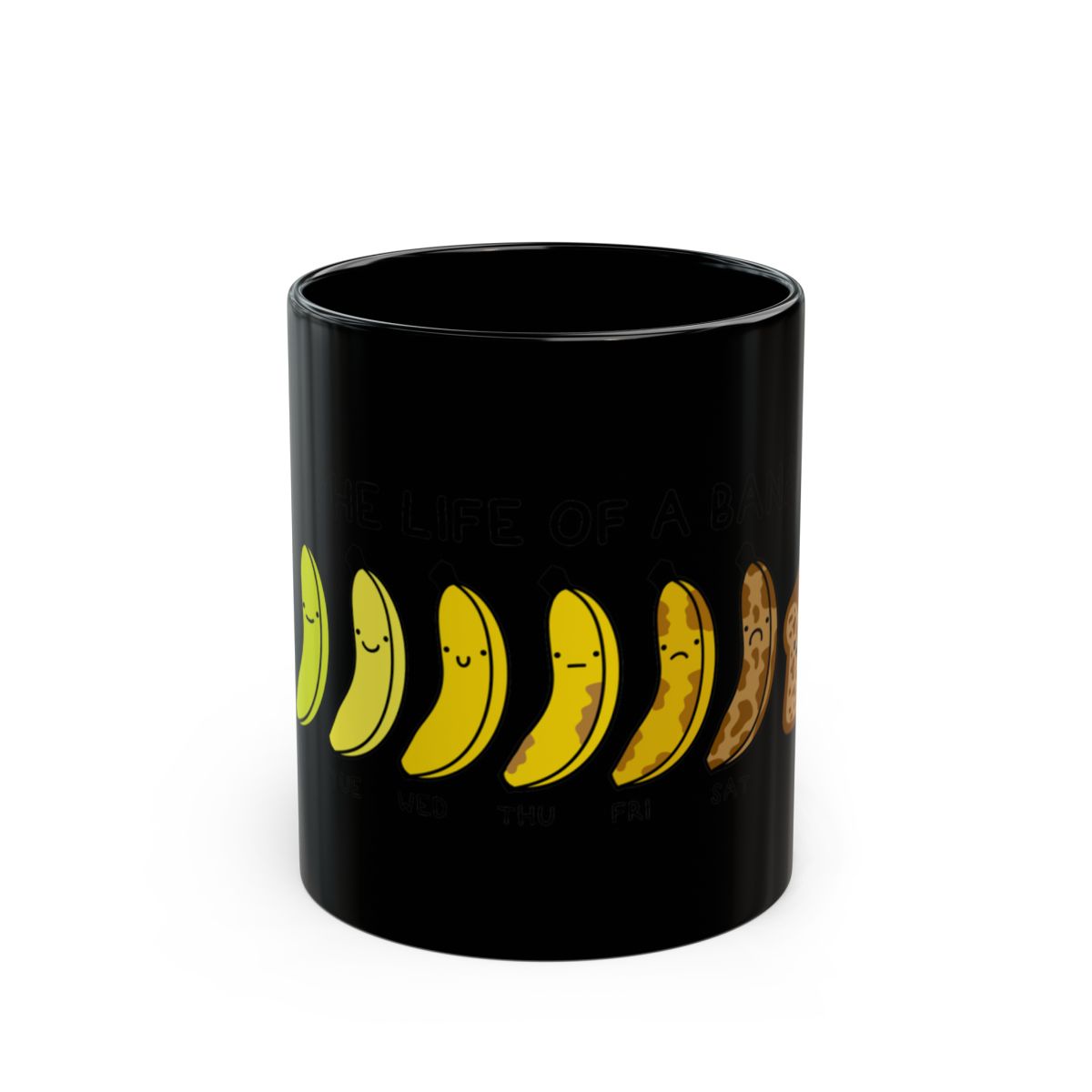 Evolution of Banana Weekdays Black Coffee Mug