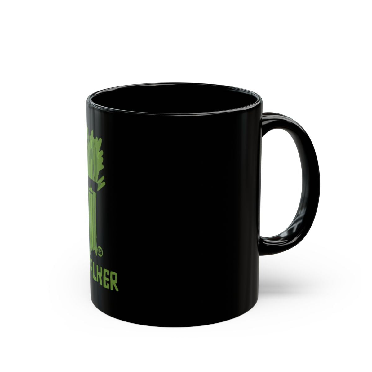 Coffee Mug with Green Plant and Text Artwork
