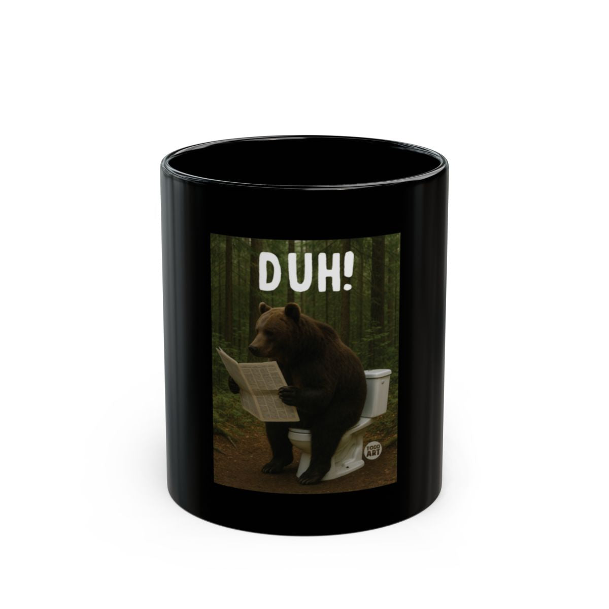 Humorous Bear Reading Newspaper Duh Design Mug