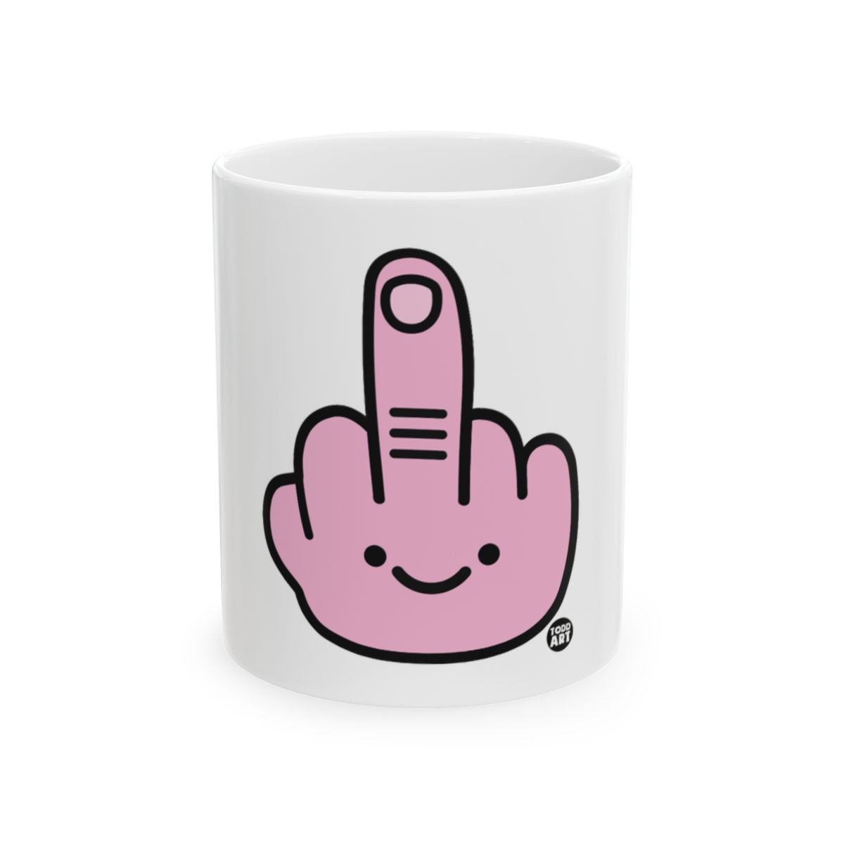 Funny Middle Finger Happy Face Coffee Mug