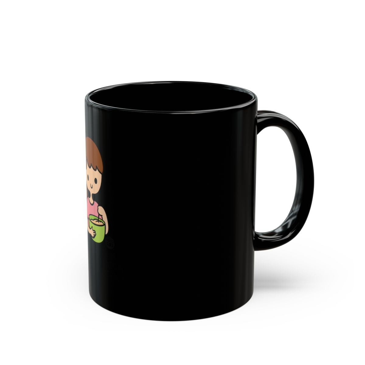 Adorable Cartoon Character Black Coffee Mug