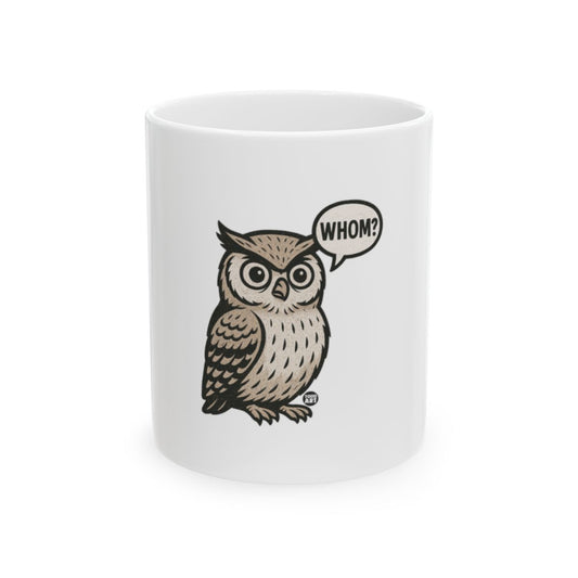 Funny Owl Whom Speech Bubble White Mug