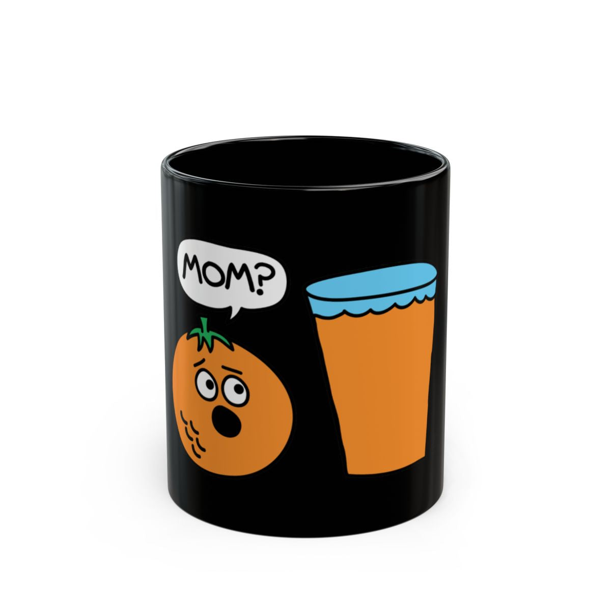 Cartoon Orange and Drink Black Coffee Mug