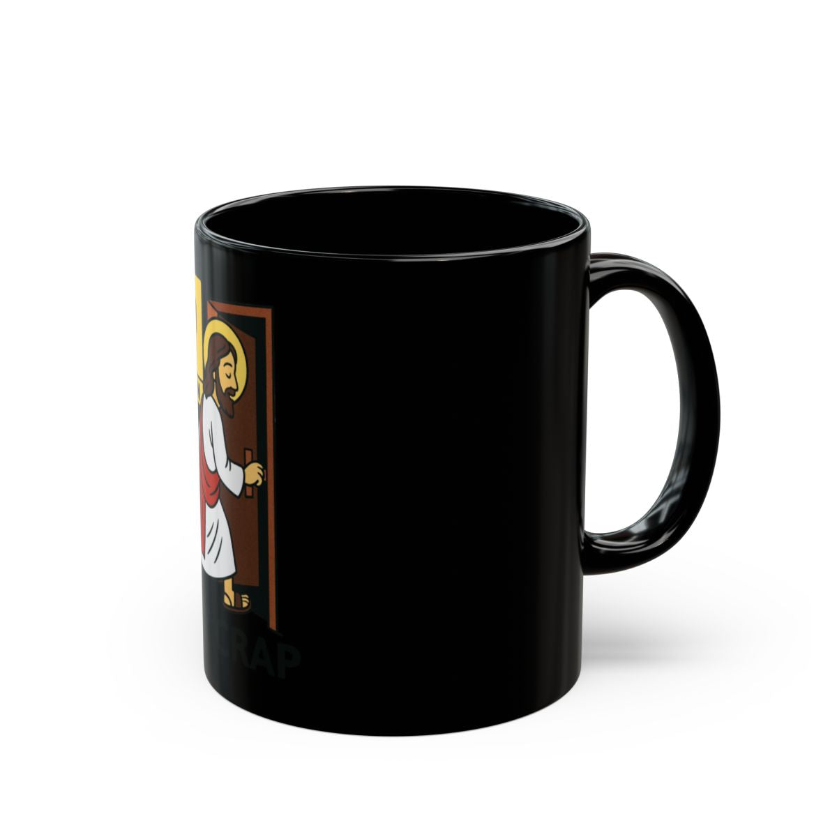Jesus Knocking at Door Design on Classic Black Mug