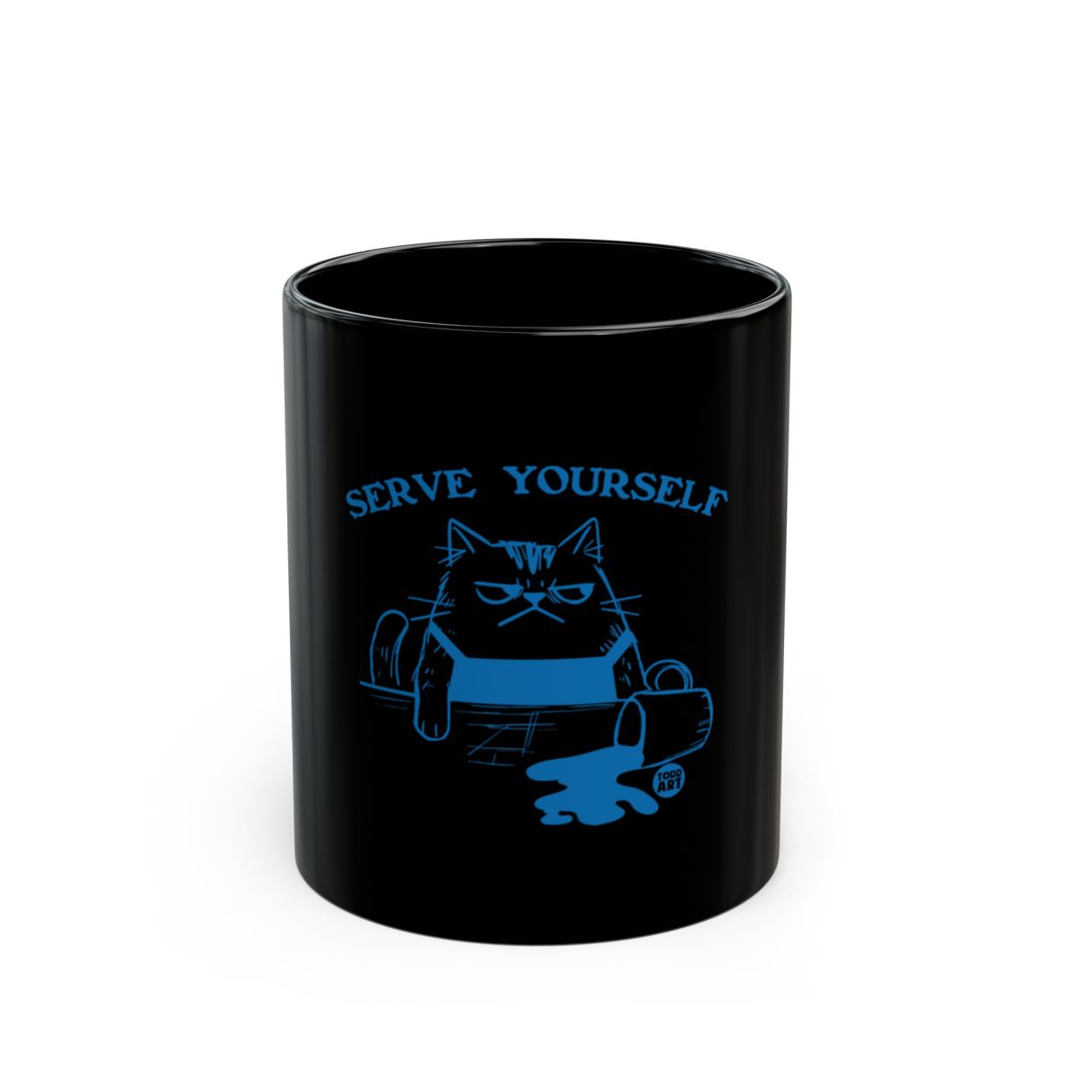Serve Yourself Angry Cat Design Mug
