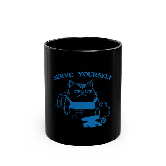 Serve Yourself Angry Cat Design Mug