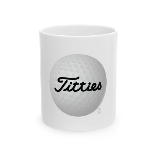 Titties Golf Ball Design on White Mug