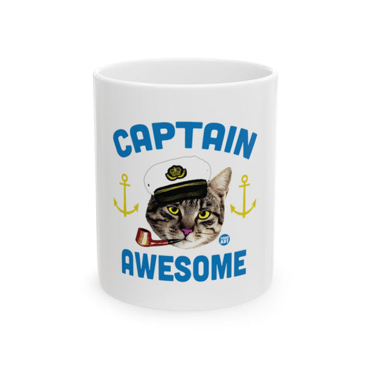Captain Awesome Mug Featuring Cat with Pipe Mug
