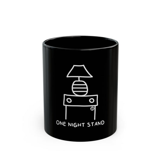 Funny Black Coffee Mug with One Night Stand Design