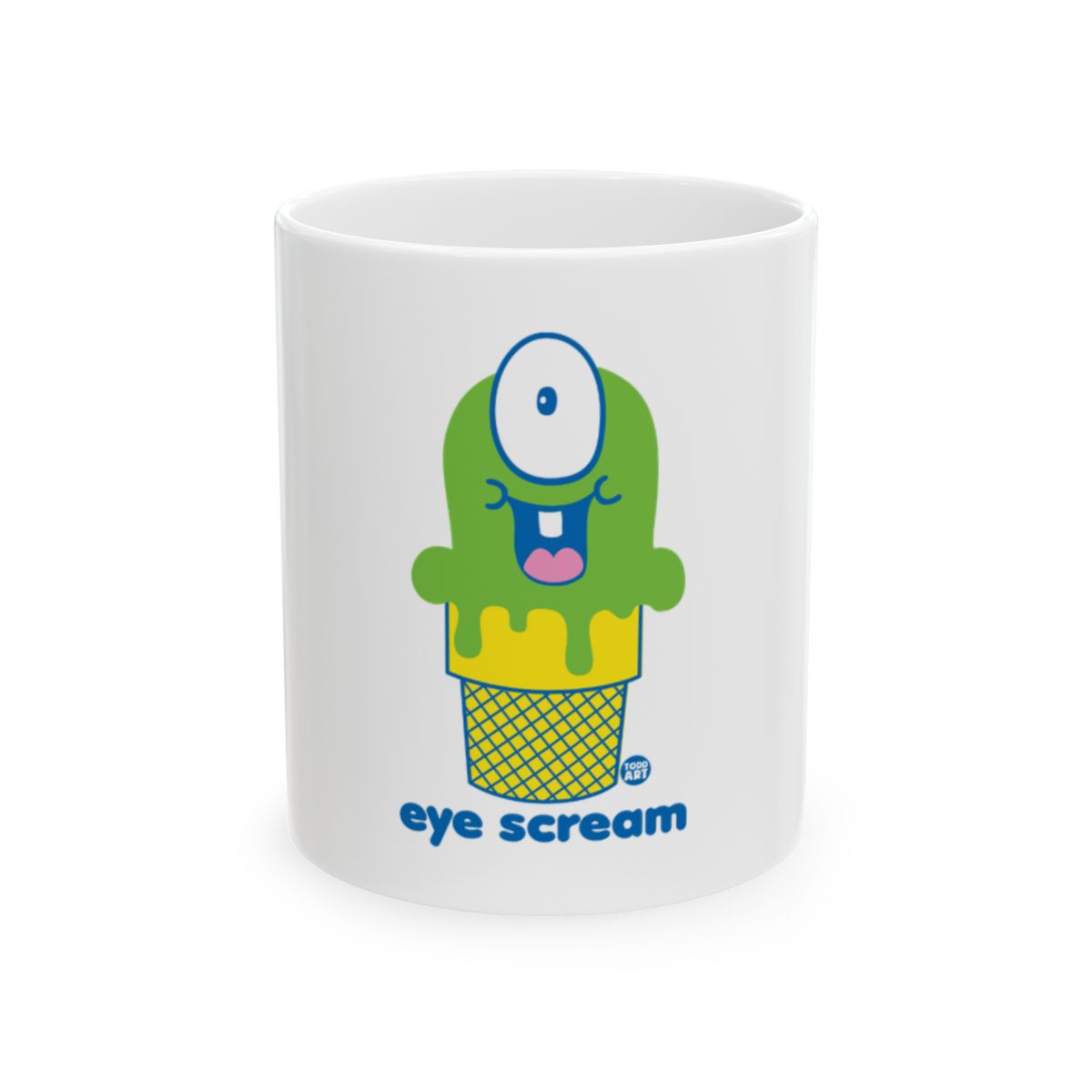 Funny Green Monster Eye Scream Graphic Mug