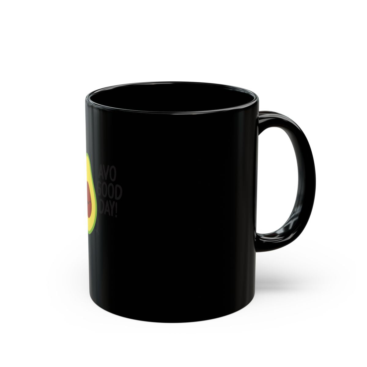 Black Coffee Mug with Fun Avocado Design