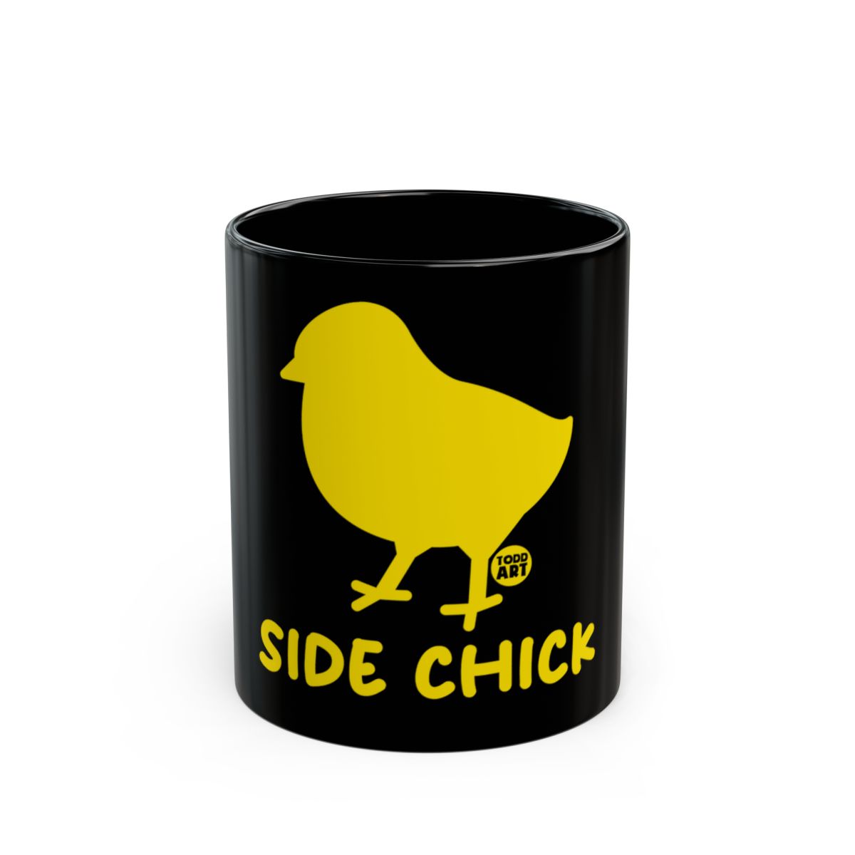 Yellow Side Chick Print Funny Black Mug