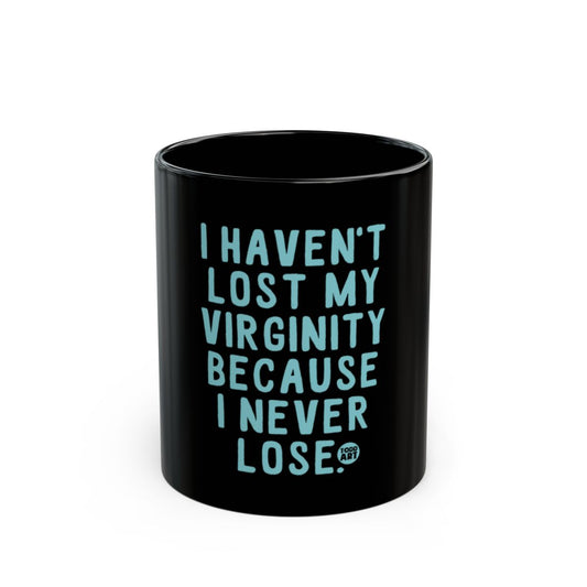 Humorous Black Mug With Bold Blue Text Graphics
