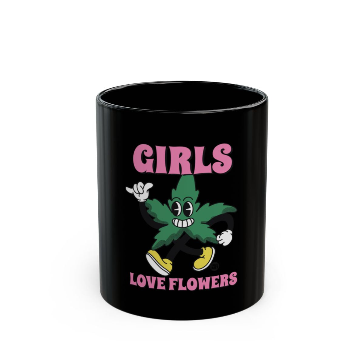 Girls Love Flowers Black Mug Product