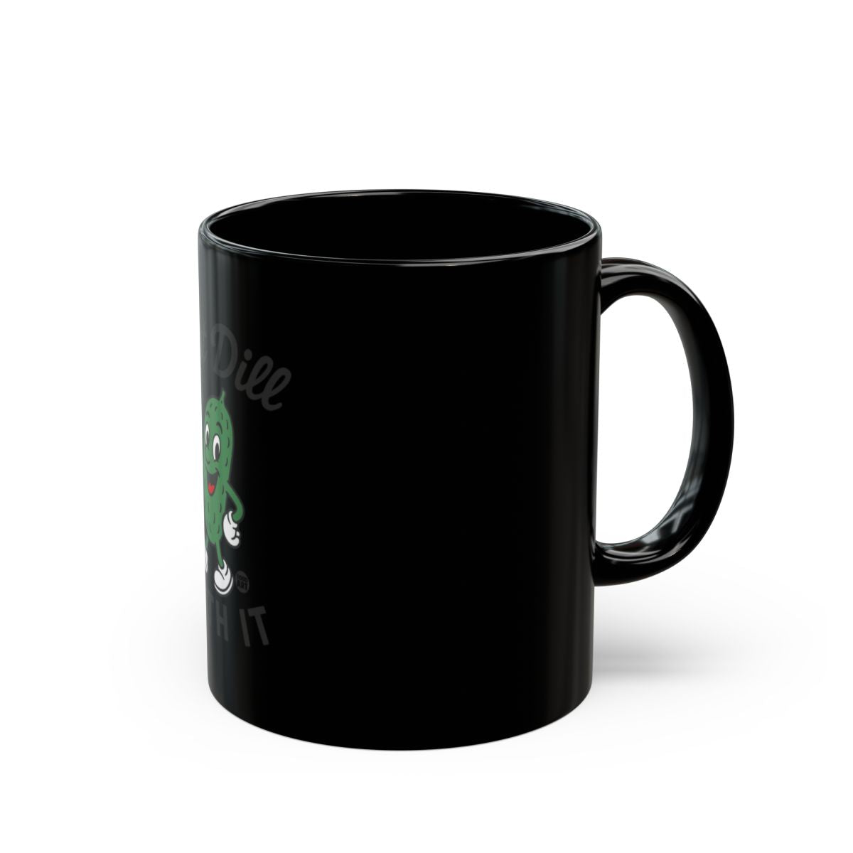 Black Coffee Mug with Cartoon Character Design