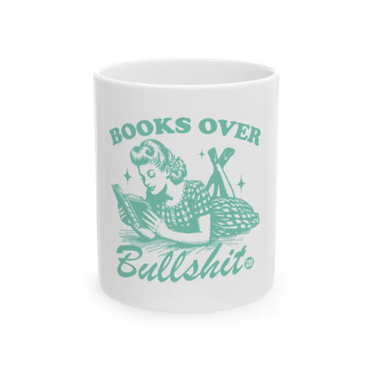 Books Over Bullshit Vintage Style White Mug