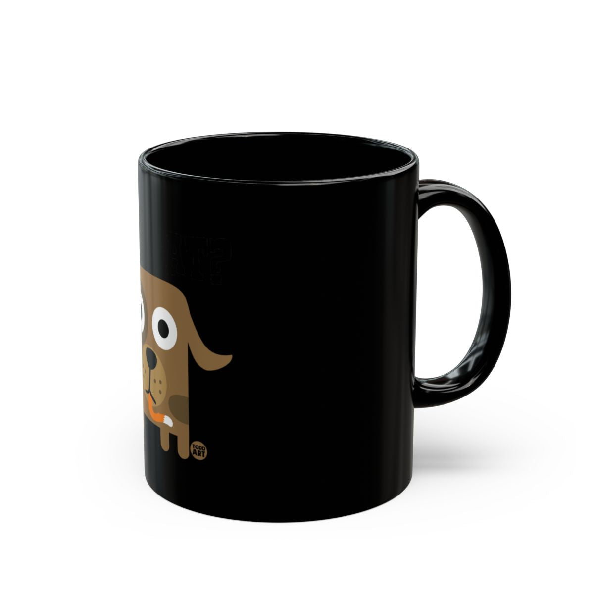 Cute Cartoon Dog On Black Coffee Mug