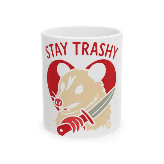 Stay Trashy Opossum With Knife Humorous Mug