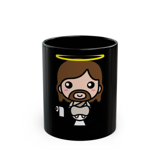 Cartoon Jesus Artwork Black Coffee Mug