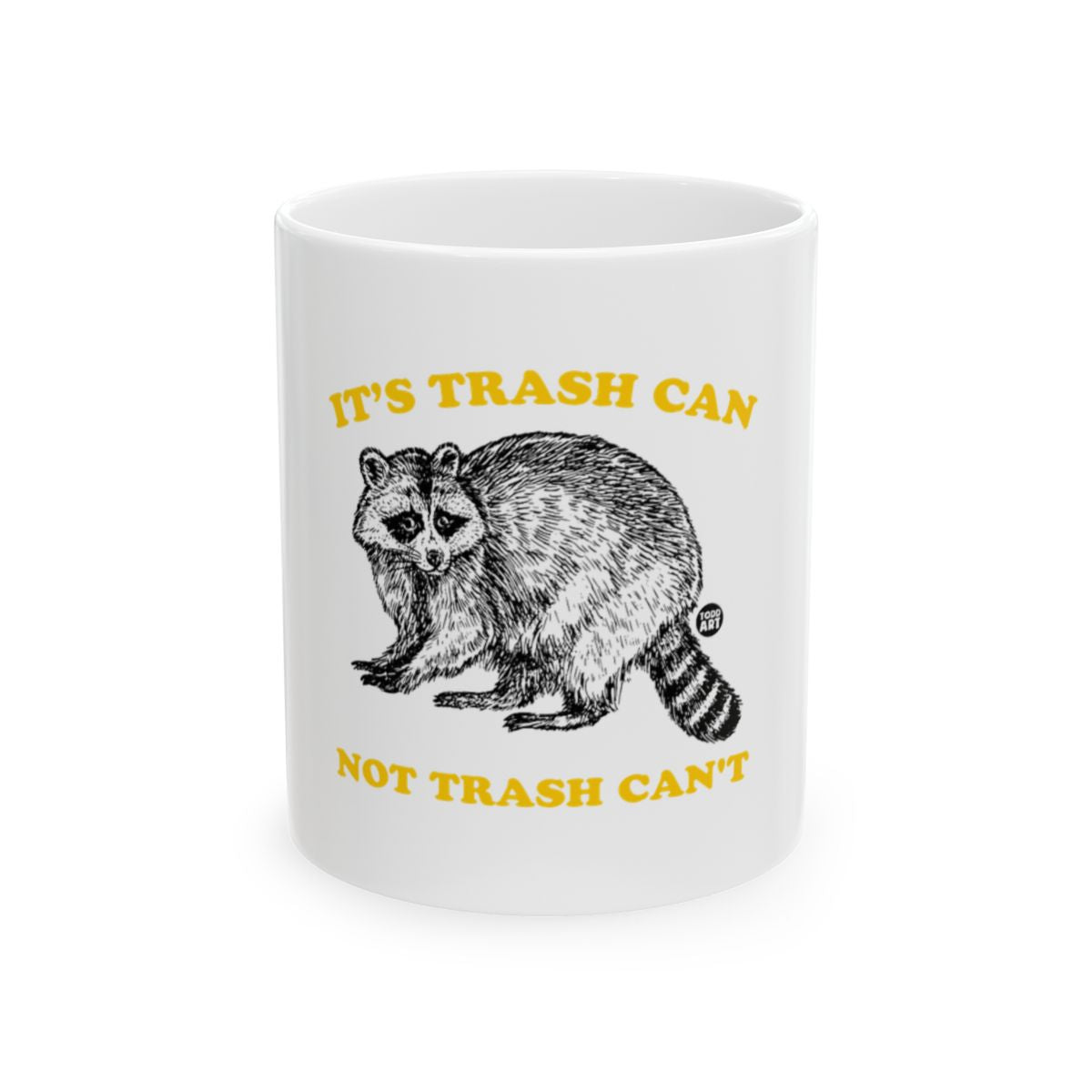 Humorous Raccoon Trash Can Design Mug