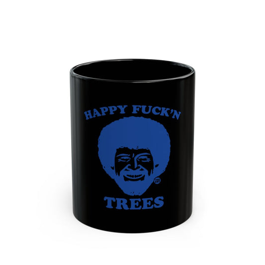 Happy Fun Trees Inscription Black Coffee Mug