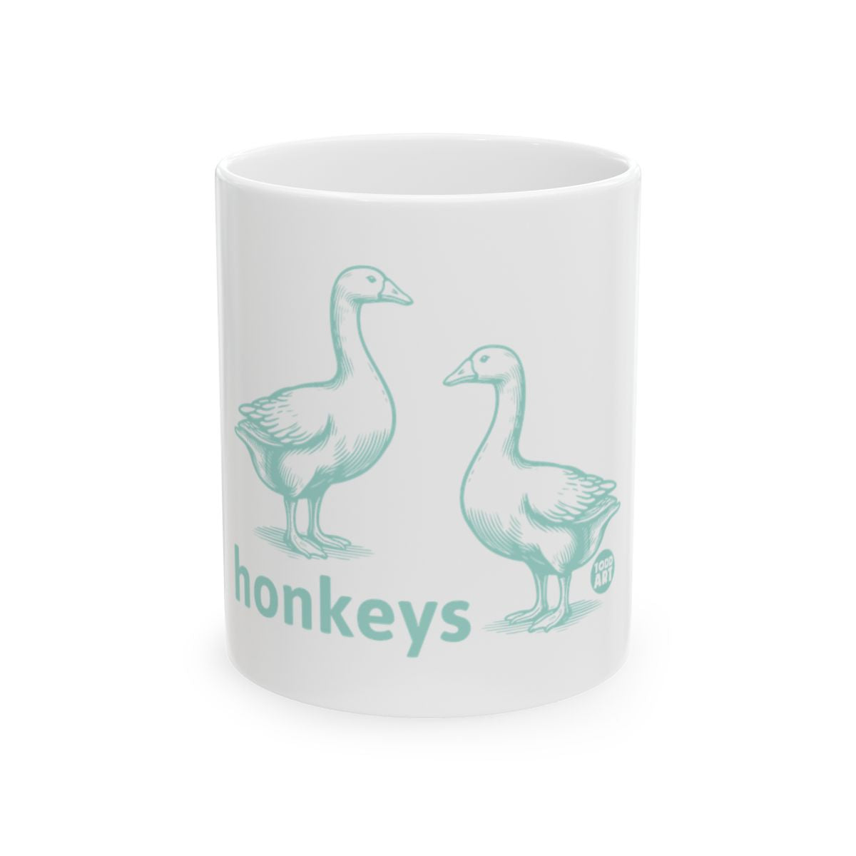 Goose Illustration with Honkeys Text Mug