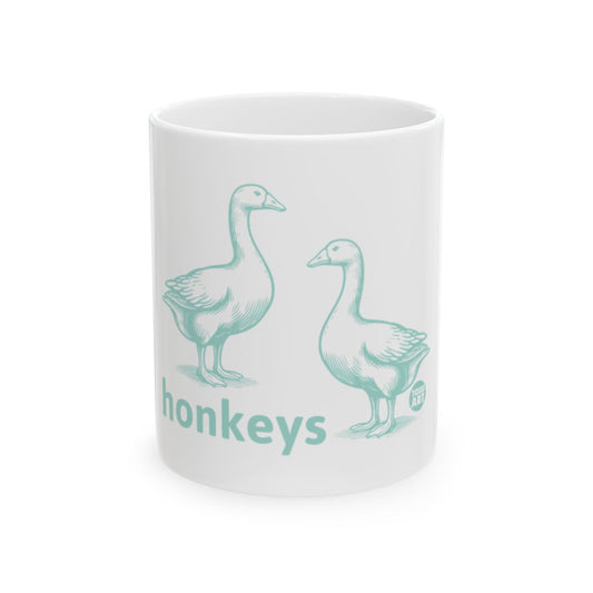 Goose Illustration with Honkeys Text Mug