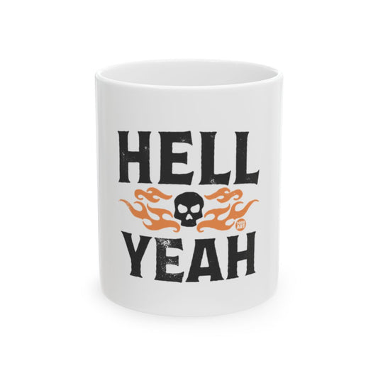 Hell Yeah Skull with Flames Graphic Design Mug