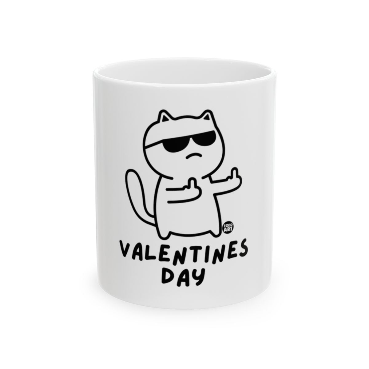 Valentines Day Cat Graphic on Trendy White Mug