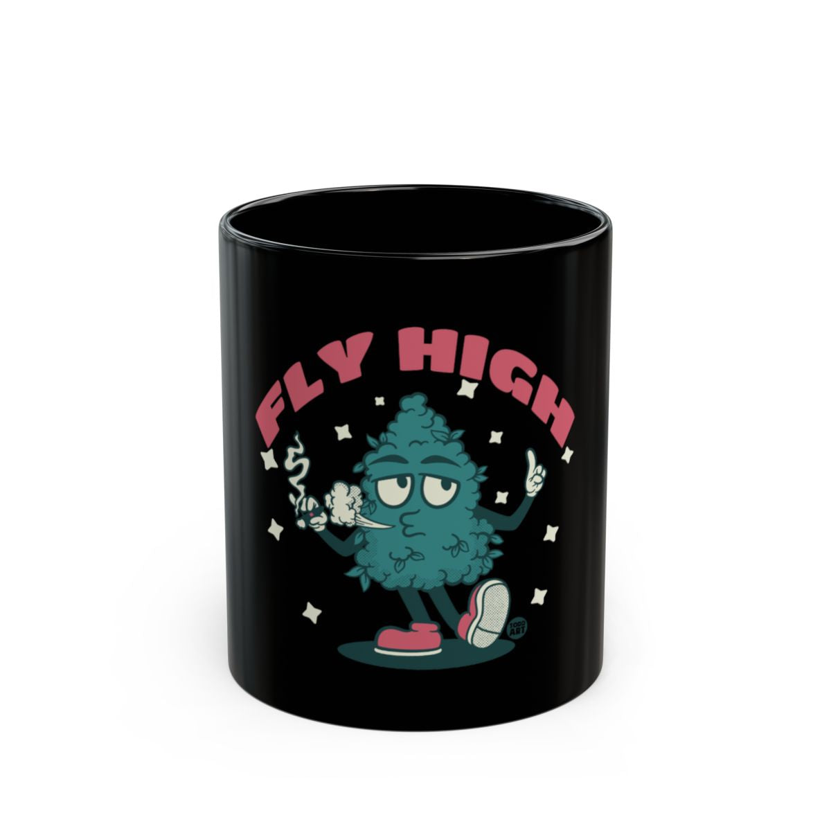 Fly High Funky Character Black Mug Star Design