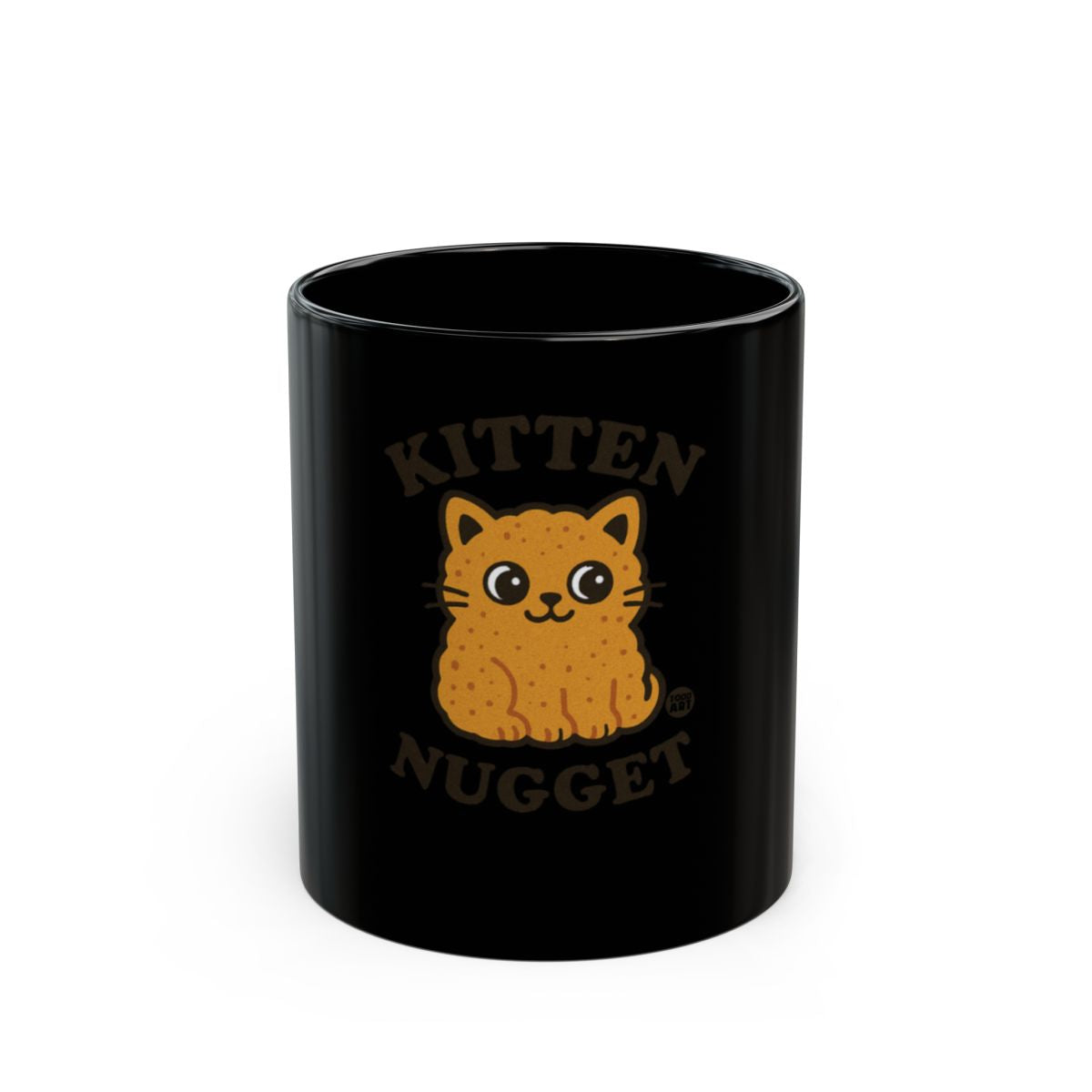 Cute Kitten Nugget Design on Black Mug Product