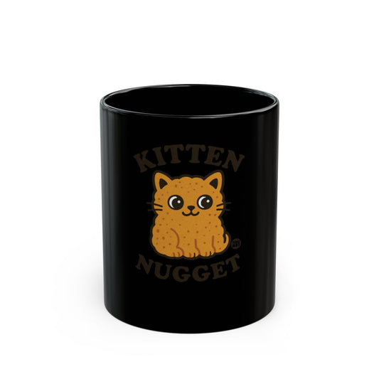 Cute Kitten Nugget Design on Black Mug Product