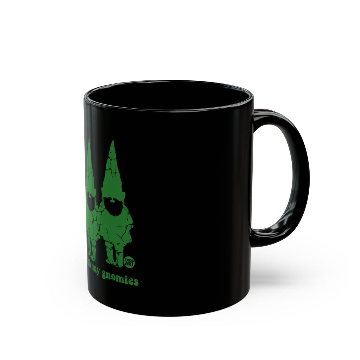 Funny Gnomies Design Black Coffee Mug Product