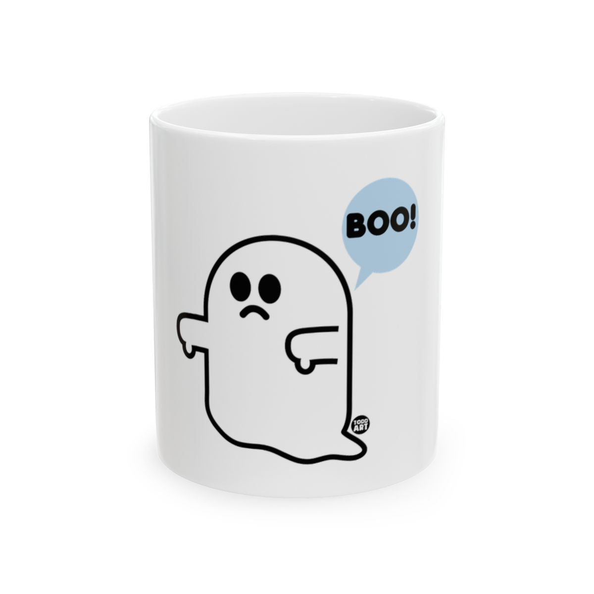 Cute Sad Ghost Boo Design White Mug Product
