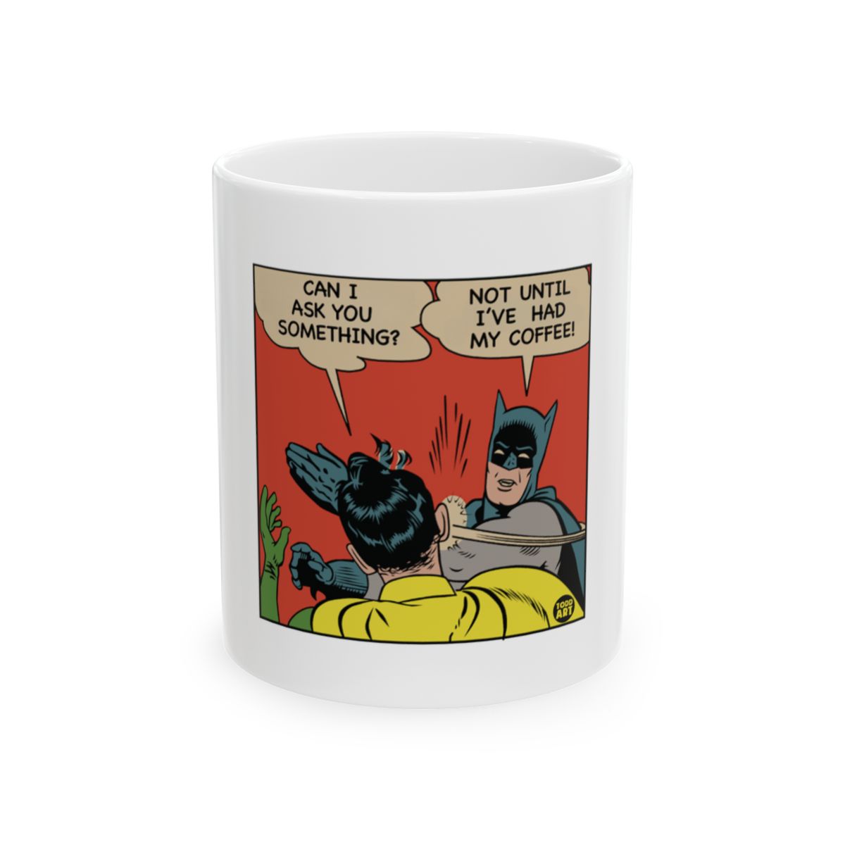 Funny Batman and Robin Coffee Mug Hilarious Comic Gag