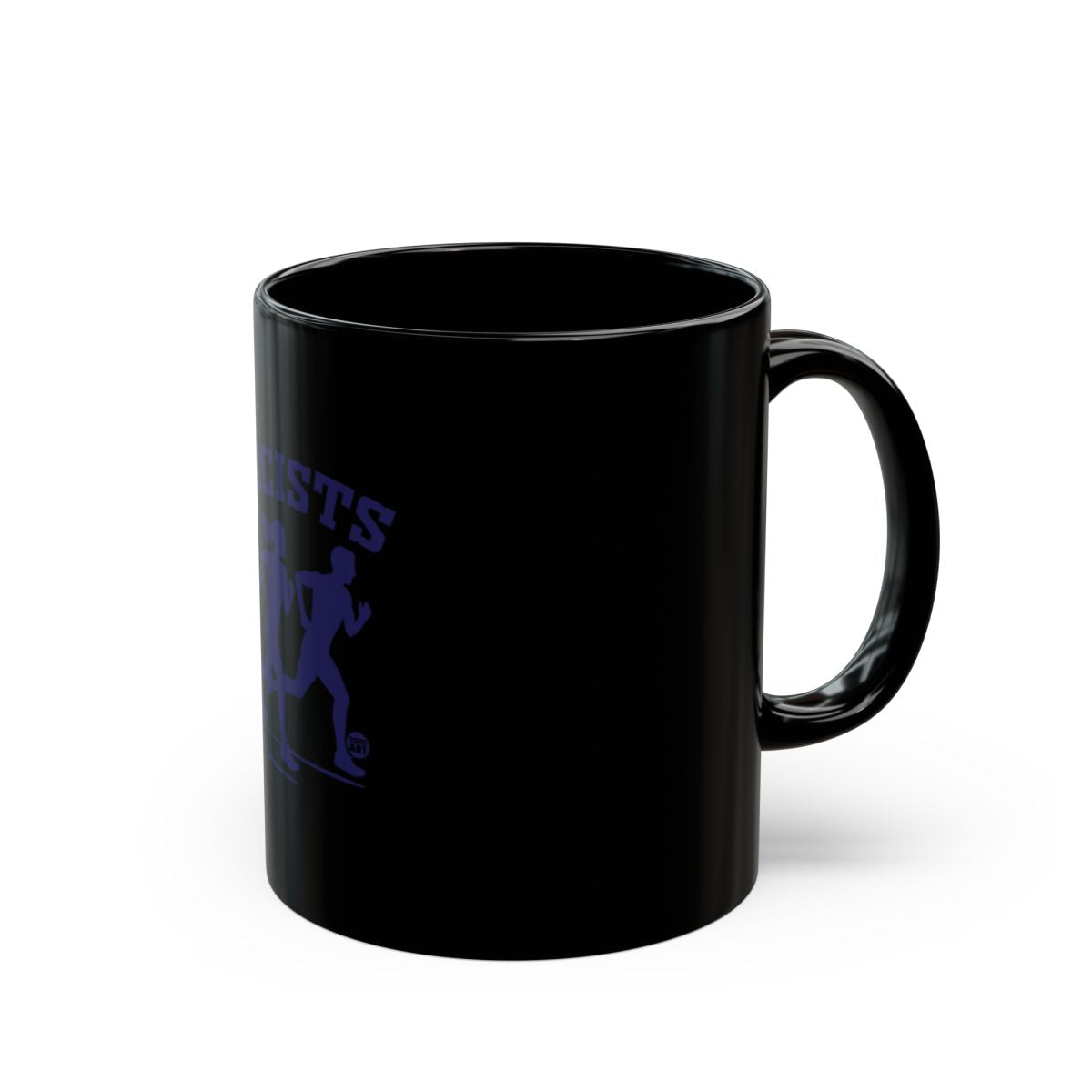 Unique Black Mug with Intriguing Graphic Design