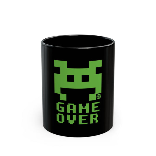 Game Over Black Mug With Green Pixel Art Design