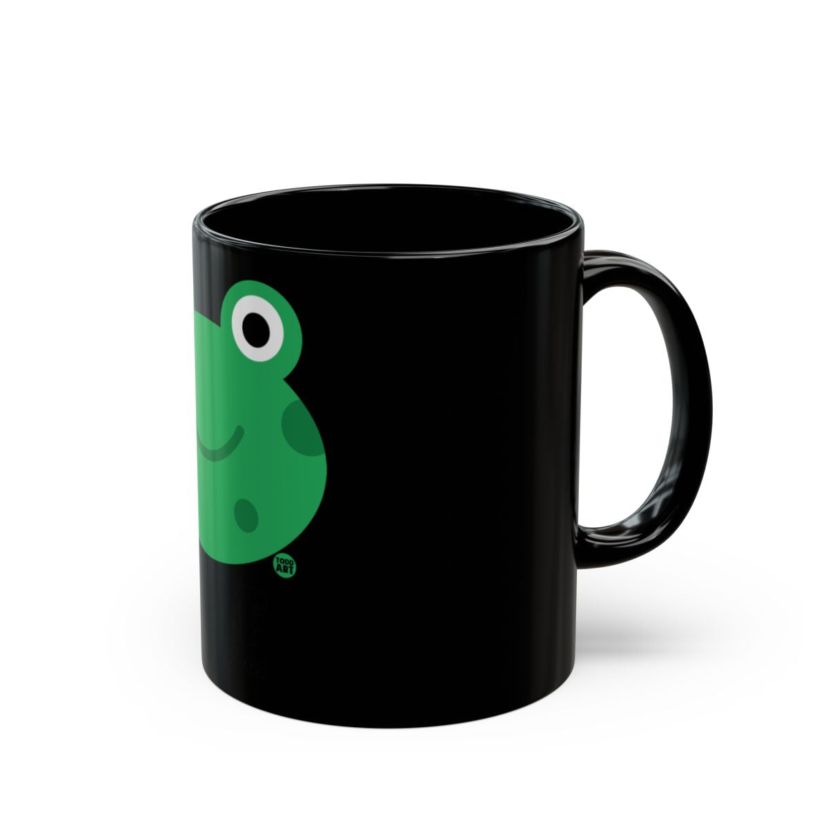 Adorable Smiling Frog Design on Black Coffee Mug