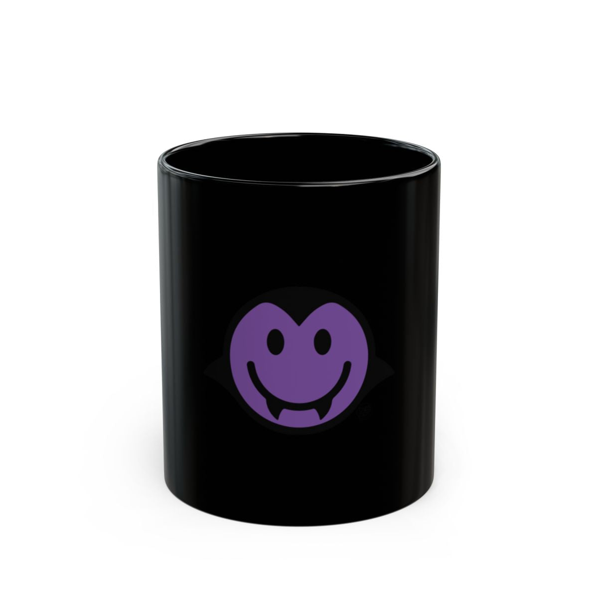 Vampire Smiley Face Design on Black Mug Product