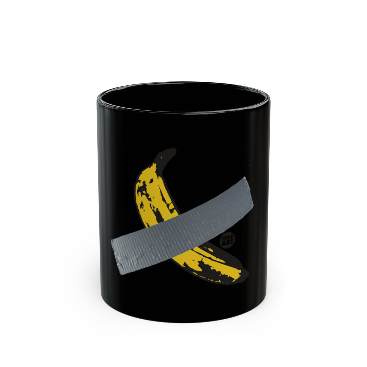 Unique Black Mug with Banana Duct Tape Design