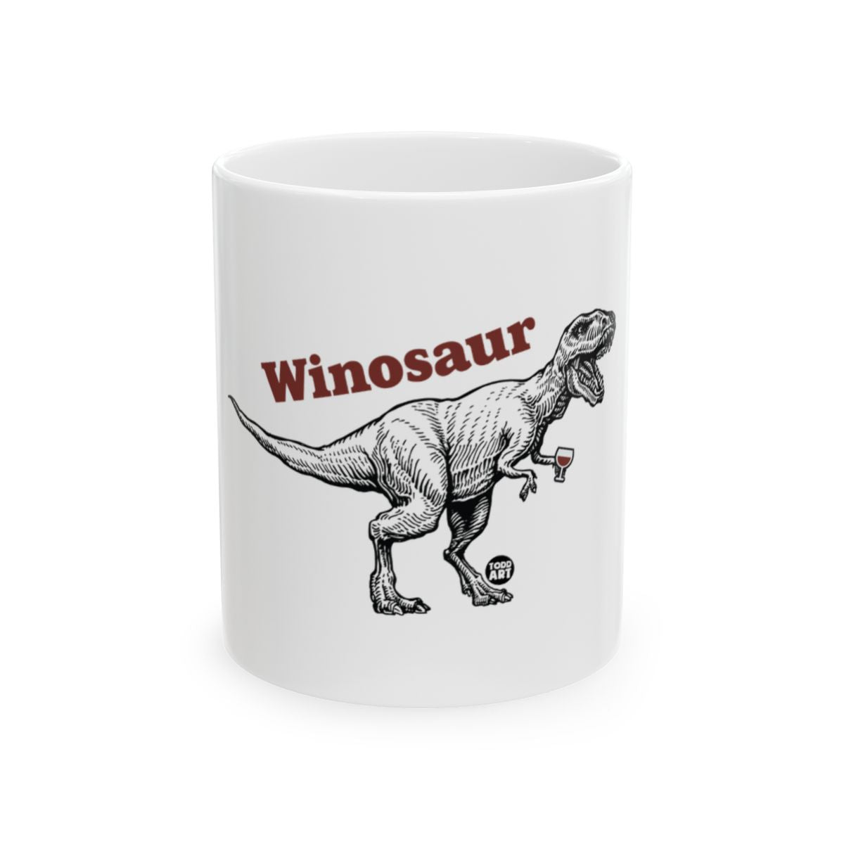 Winosaur Dinosaur Drinking Wine Art Print Mug