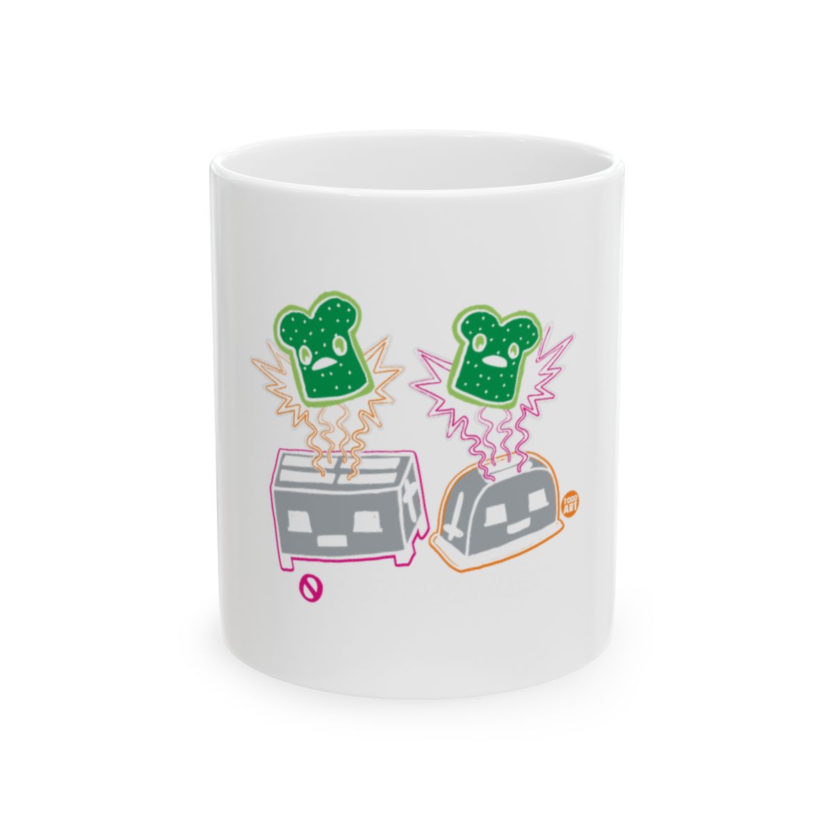 Fun Retro Toaster and Toast Design White Mug
