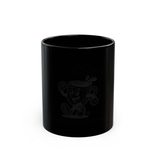 Fun Coffee Character Black Mug for Coffee Lovers