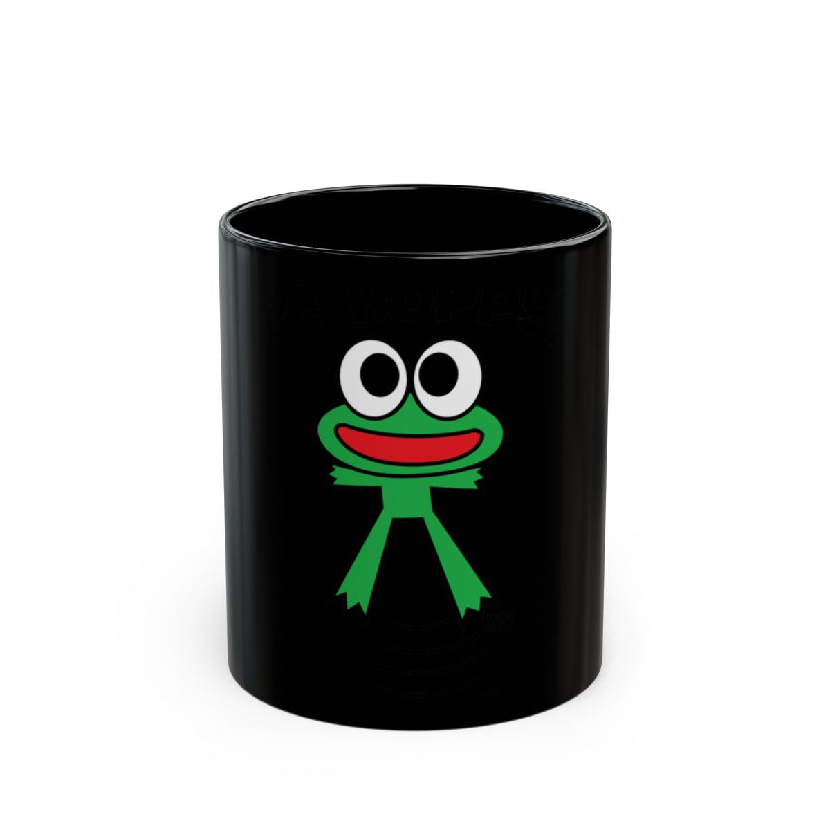 Cute Cartoon Green Frog Design Black Mug