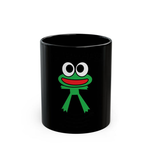 Cute Cartoon Green Frog Design Black Mug